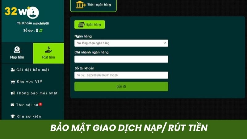 Bảo mật dữ liệu giao dịch nạp/ rút an toàn 100%
