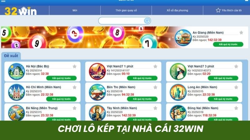 Chơi lô kép với tỷ lệ thắng lớn tại 32win