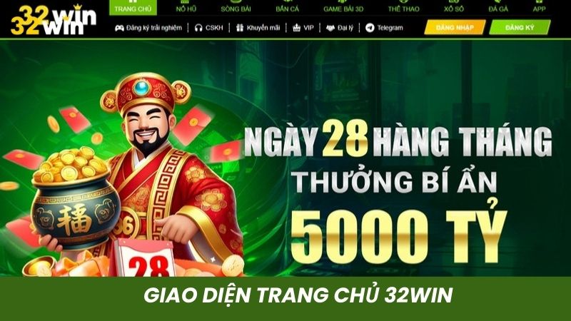 Truy cập giao diện trang chủ nền tảng 32win
