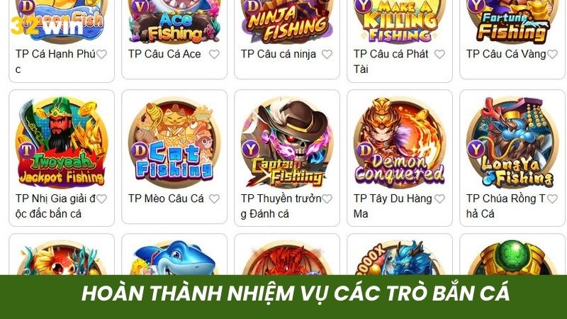 Hoàn thành nhiệm vụ săn cá ở các sảnh chơi