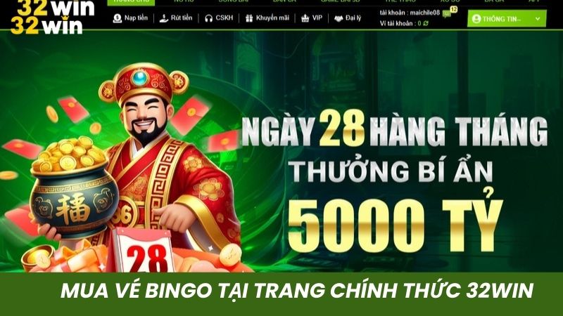 Mua vé bingo trực tiếp tại trang chủ 32win