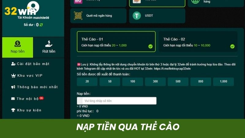 Nạp qua thẻ cào cực kỳ nhanh gọn